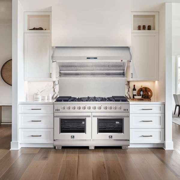 FORNO - Savona 60-Inch Wall Mount Range Hood, Hybrid Filters, Backsplash Included