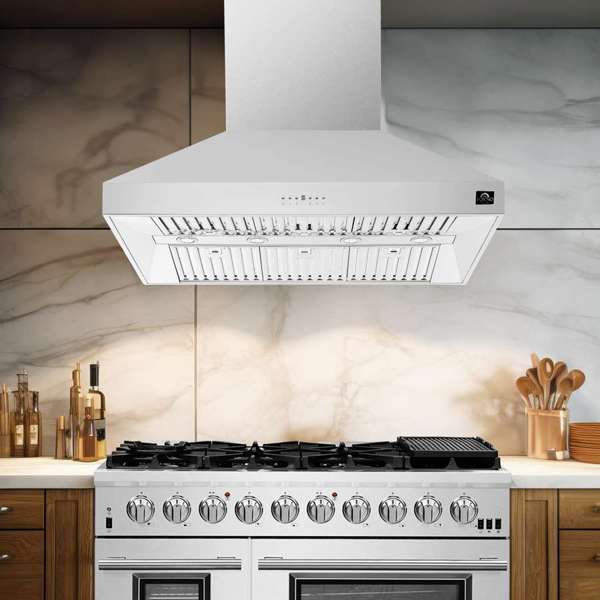 FORNO - Orvieto 48-Inch Wall Mount Range Hood, LED Lighting, Heavy Duty, Stainless Steel