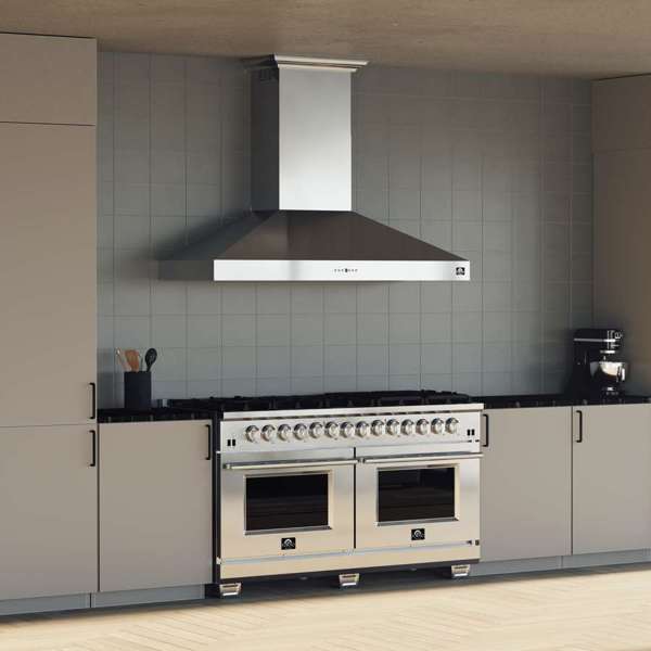 FORNO - Orvieto 60-Inch Wall Mount Range Hood, LED Lighting, Heavy Duty, Stainless Steel