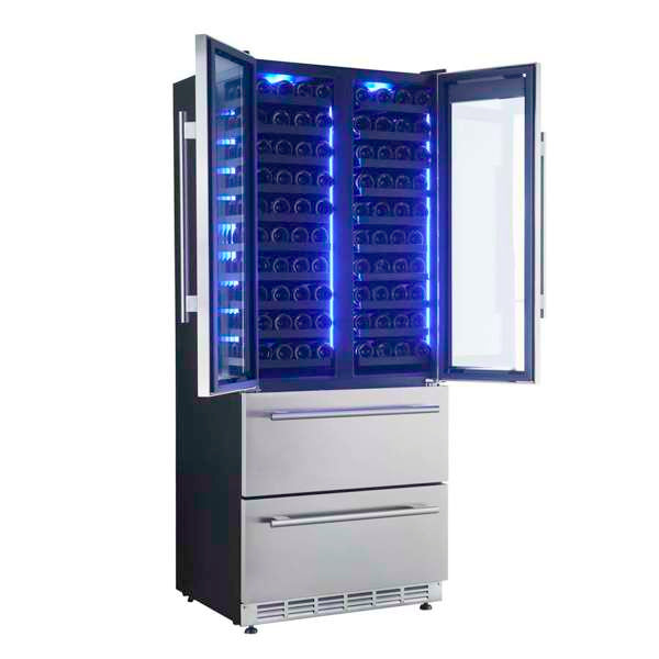 FORNO - Campania 32&quot; Wine Cooler Stainless Steel, Dual Wine Zones, 2 Beverage Drawers, 17.7 cu.ft.