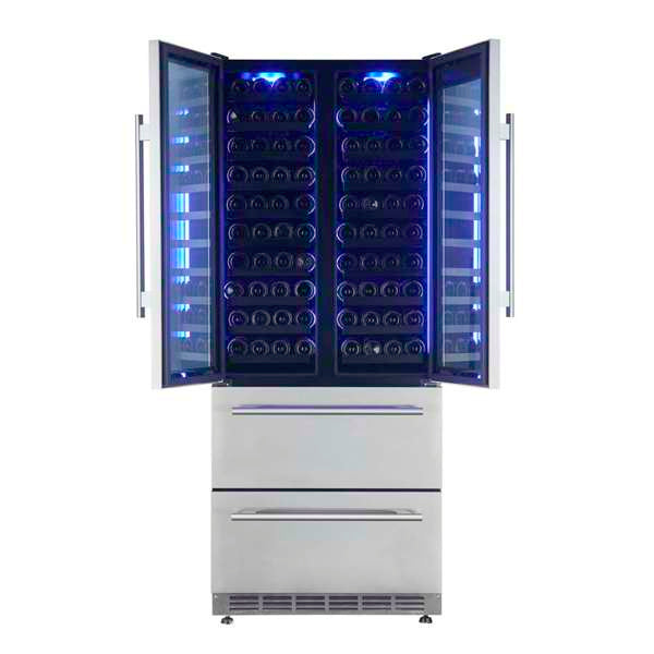 FORNO - Campania 32&quot; Wine Cooler Stainless Steel, Dual Wine Zones, 2 Beverage Drawers, 17.7 cu.ft.