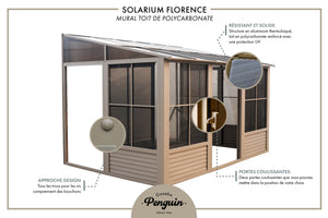 Gazebo Penguin - Florence Brown Wall Mounted Solarium Polycarbonate Roof