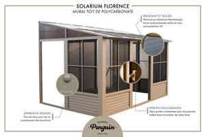 Gazebo Penguin - Florence Slate Wall Mounted Solarium Polycarbonate Roof