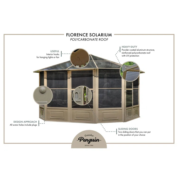 Gazebo Penguin - Florence Slate Solarium Polycarbonate Roof