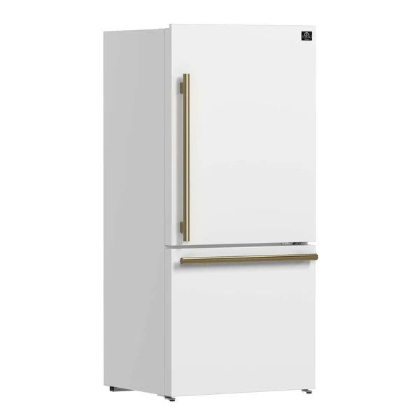 FORNO - Milano 2-Piece 62-Inch Freestanding Dual Bottom Freezer Refrigerator, White – 34.4 cu.ft, Touch Control, Ice Maker