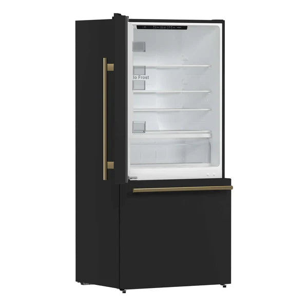 FORNO - Milano 2-Piece 62-Inch Freestanding Dual Bottom Freezer Refrigerator in Black – 34.4 cu.ft, Touch Control, Ice Maker