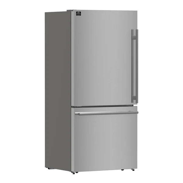 FORNO - Milano 2-Piece 62-Inch Freestanding Dual Bottom Freezer Refrigerator, Stainless Steel – 34.4 cu.ft, Touch Control, Ice Maker