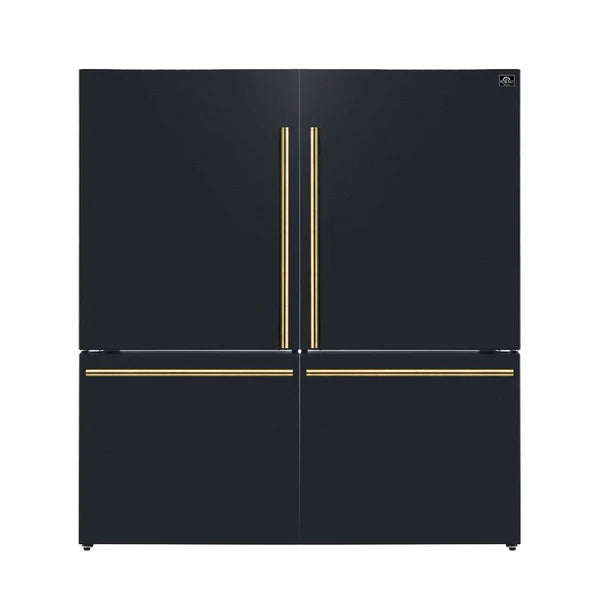 FORNO - Milano 2-Piece 62-Inch Freestanding Dual Bottom Freezer Refrigerator in Black – 34.4 cu.ft, Touch Control, Ice Maker