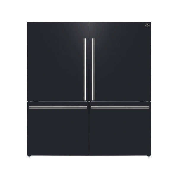 FORNO - Milano 2-Piece 62-Inch Freestanding Dual Bottom Freezer Refrigerator in Black – 34.4 cu.ft, Touch Control, Ice Maker