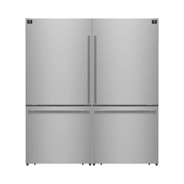 FORNO - Milano 2-Piece 62-Inch Freestanding Dual Bottom Freezer Refrigerator, Stainless Steel – 34.4 cu.ft, Touch Control, Ice Maker