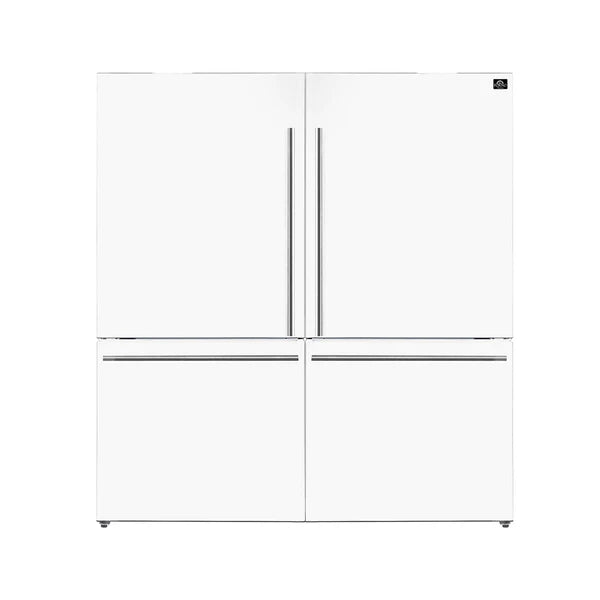 FORNO - Milano 2-Piece 62-Inch Freestanding Dual Bottom Freezer Refrigerator, White – 34.4 cu.ft, Touch Control, Ice Maker