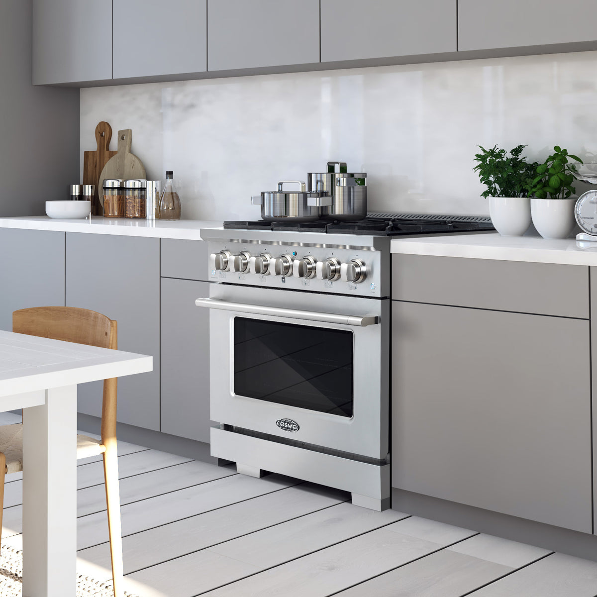 Cosmo Commercial-Style 36 in. 4.5 cu. ft. Gas Range with 6 Italian Burners and Heavy Duty Cast Iron Grates in Stainless Steel