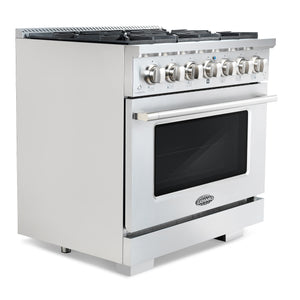 Cosmo Commercial-Style 36 in. 4.5 cu. ft. Gas Range with 6 Italian Burners and Heavy Duty Cast Iron Grates in Stainless Steel