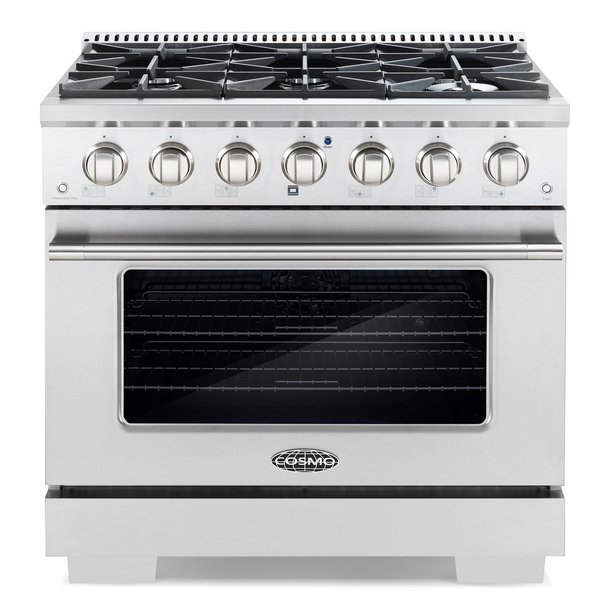 Cosmo Commercial-Style 36 in. 4.5 cu. ft. Gas Range with 6 Italian Burners and Heavy Duty Cast Iron Grates in Stainless Steel