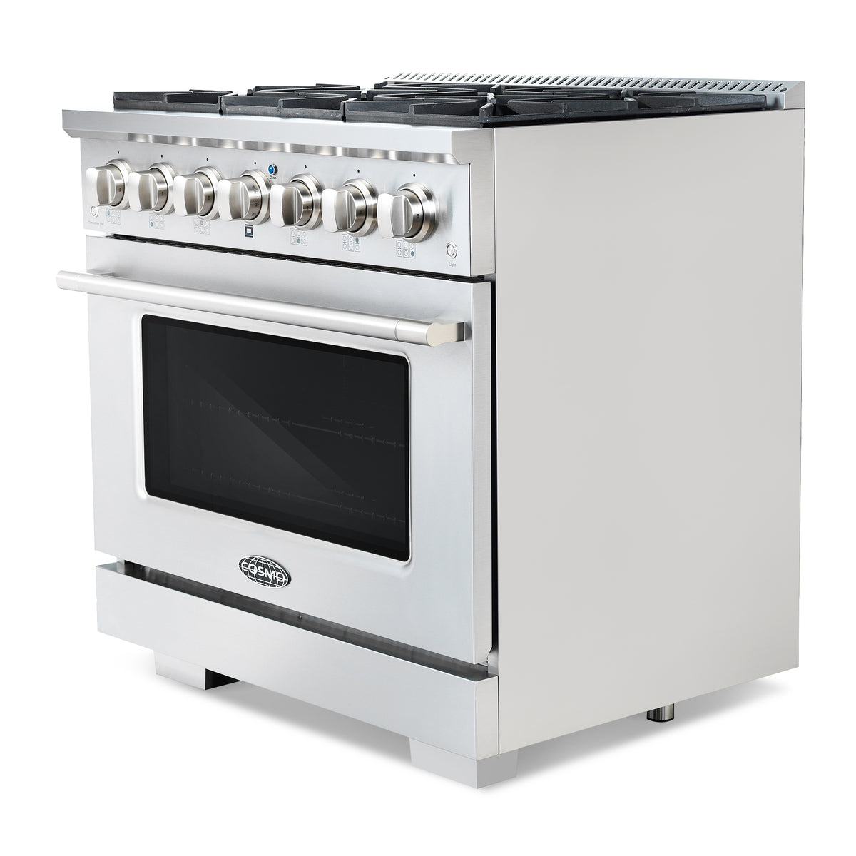 Cosmo Commercial-Style 36 in. 4.5 cu. ft. Gas Range with 6 Italian Burners and Heavy Duty Cast Iron Grates in Stainless Steel