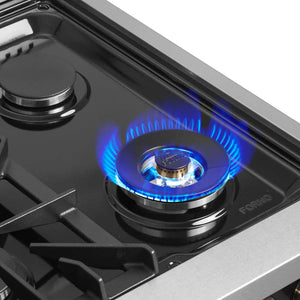 FORNO - Galiano 36-inch French Door Gas Range Black and Antique Brass Design, 6 Sealed Burners 83,000 BTU, 5.36 cu.ft. Convection Oven