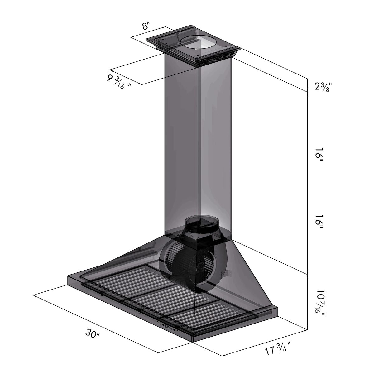 ZLINE - 30&quot; Convertible Vent Wall Mount Range Hood in Stainless Steel with Crown Molding (KBCRN-30)
