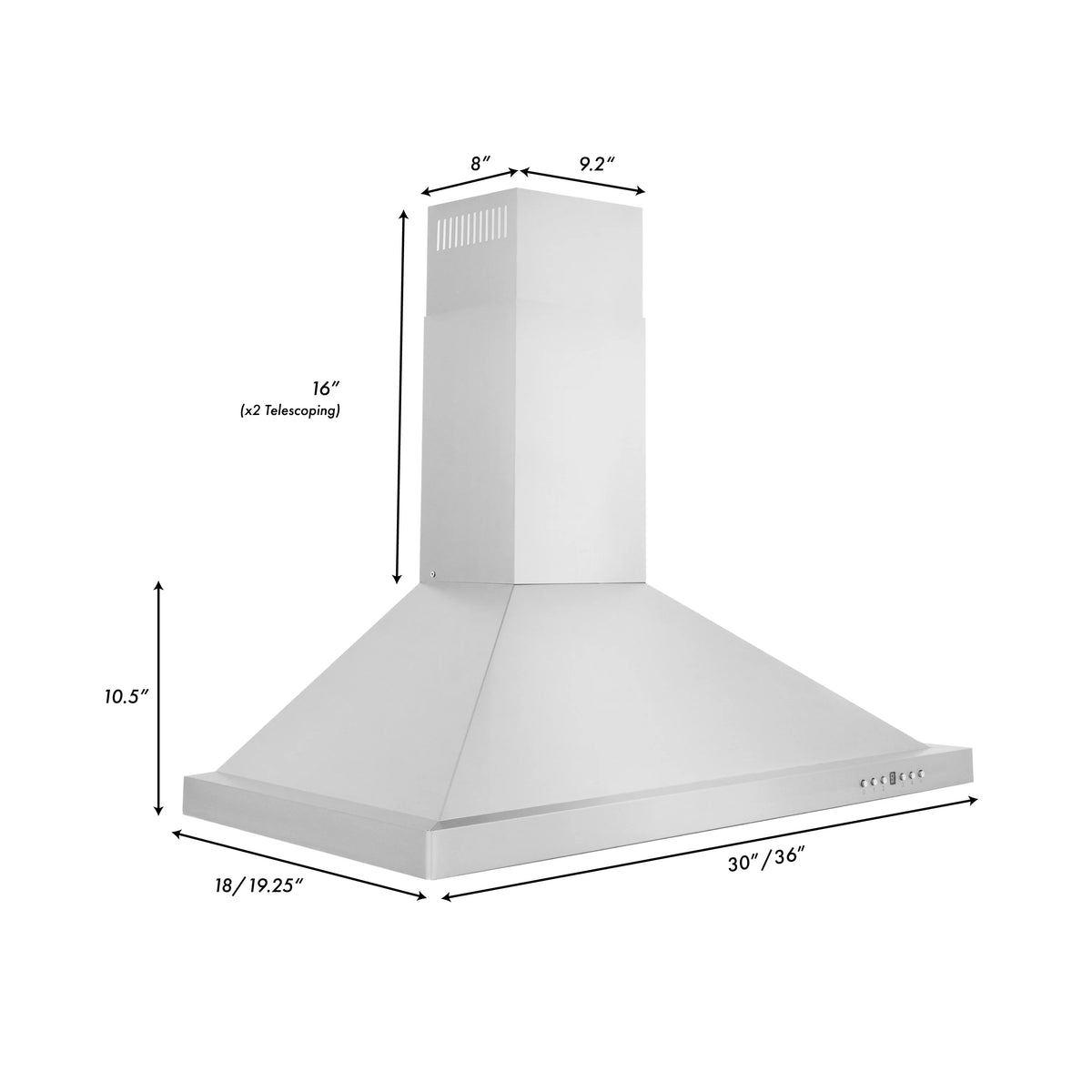 ZLINE - Convertible ZLINE 30&quot; Convertible Vent Wall Mount Range Hood in Stainless Steel (KB-30)