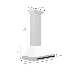 ZLINE - 30 in. Autograph Edition Convertible Stainless Steel Range Hood with White Matte Shell and Matte Black Accents (KB4STZ-WM30-MB)