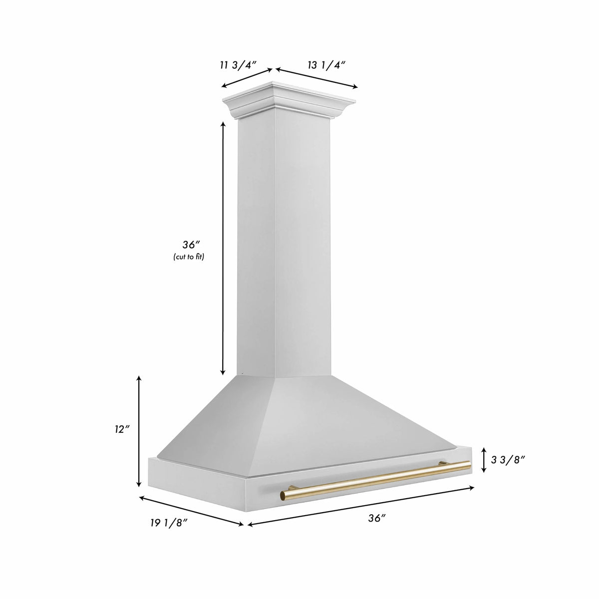 ZLINE - 36 in. Autograph Edition Convertible Stainless Steel Range Hood with Stainless Steel Shell and Polished Polished Gold Accents (KB4STZ-36-G)