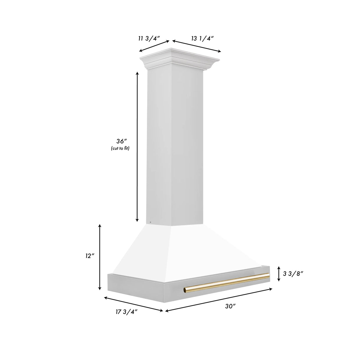 ZLINE - 30 in. Autograph Edition Convertible Stainless Steel Range Hood with White Matte Shell and Polished Polished Gold Accents (KB4STZ-WM30-G)