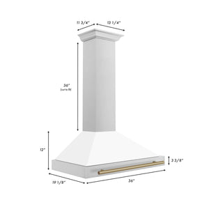 ZLINE - 36 in. Autograph Edition Convertible Stainless Steel Range Hood with White Matte Shell and Champagne Bronze Accents (KB4STZ-WM36-CB)