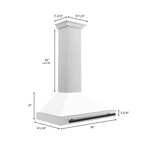 ZLINE - 36 in.Autograph Edition Convertible Stainless Steel Range Hood with White Matte Shell and Matte Black Accents (KB4STZ-WM36-MB)