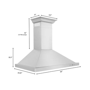 ZLINE - 36" Convertible Vent Wall Mount Range Hood in Stainless Steel with Crown Molding (KBCRN-36)