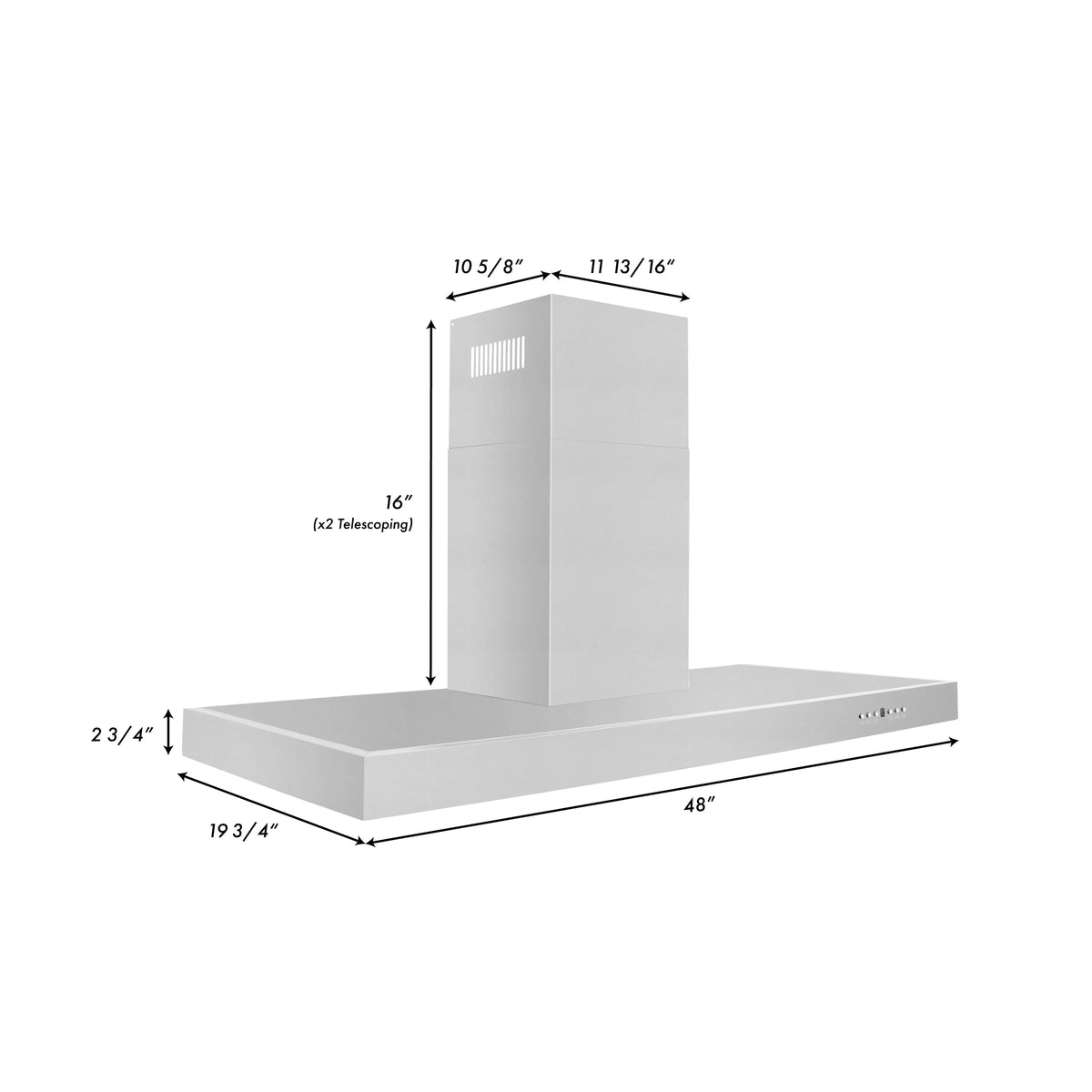 ZLINE - 48&quot; Convertible Vent Wall Mount Range Hood in Stainless Steel (KE-48)