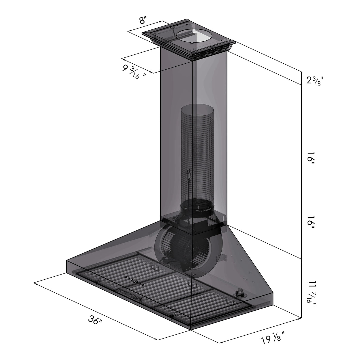 ZLINE - 36&quot; Convertible Vent Wall Mount Range Hood in Stainless Steel with Crown Molding (KL3CRN-36)