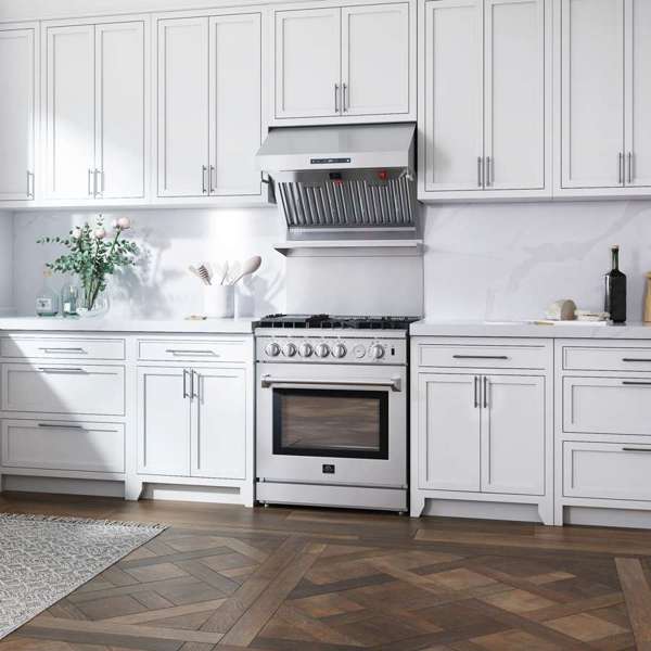 FORNO - Savona 30-Inch Wall Mount Range Hood, Baffle Filters, Backsplash Included
