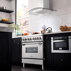 ZLINE 36" 4.6 cu. ft. Dual Fuel Range with Gas Stove and Electric Oven in Stainless Steel with Brass Burners (RA-BR-36)