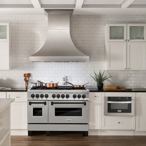 ZLINE Autograph Edition 48" 6.0 cu. ft. Dual Fuel Range, Gas Stove, Electric Oven in DuraSnow® Stainless Steel, Matte Black Accents
