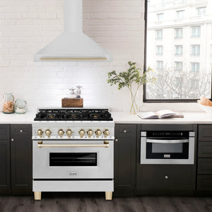 ZLINE - 36 in. Autograph Edition Convertible Stainless Steel Range Hood with Stainless Steel Shell and Polished Polished Gold Accents (KB4STZ-36-G)