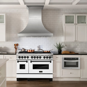 ZLINE - Autograph Edition 48 in. 6.0 cu. ft. Legacy Dual Fuel Range with 7 Burner Gas Cooktop and 2 Electric Ovens in Stainless Steel with White Matte Doors and Matte Black Accents