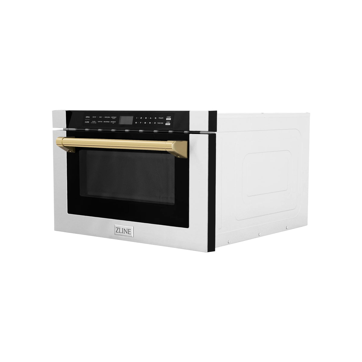 ZLINE - Autograph Edition 24&quot; 1.2 cu. ft. Built-in Microwave Drawer with a Traditional Handle in Stainless Steel and Gold Accents