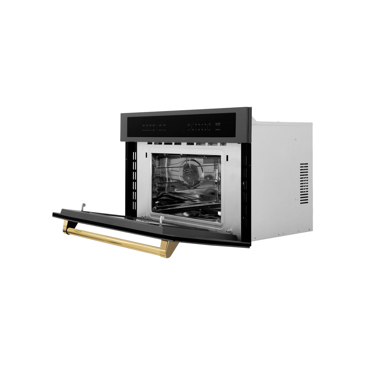 ZLINE - Autograph Edition 30” 1.6 cu ft. Built-in Convection Microwave Oven in Black Stainless Steel and Gold Accents