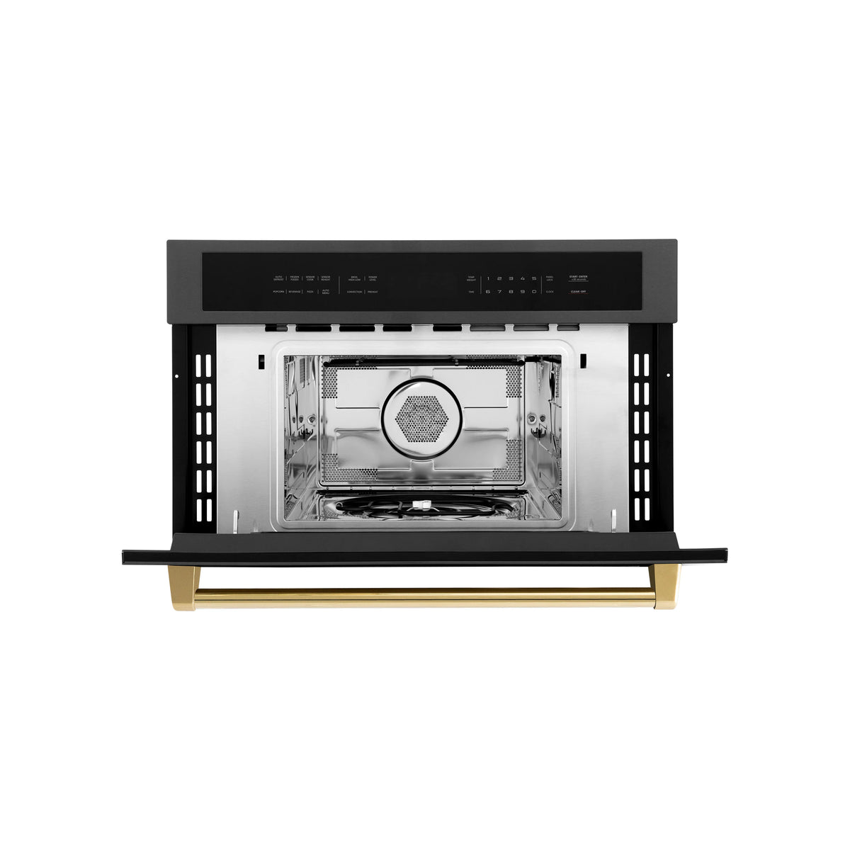 ZLINE - Autograph Edition 30” 1.6 cu ft. Built-in Convection Microwave Oven in Black Stainless Steel and Gold Accents