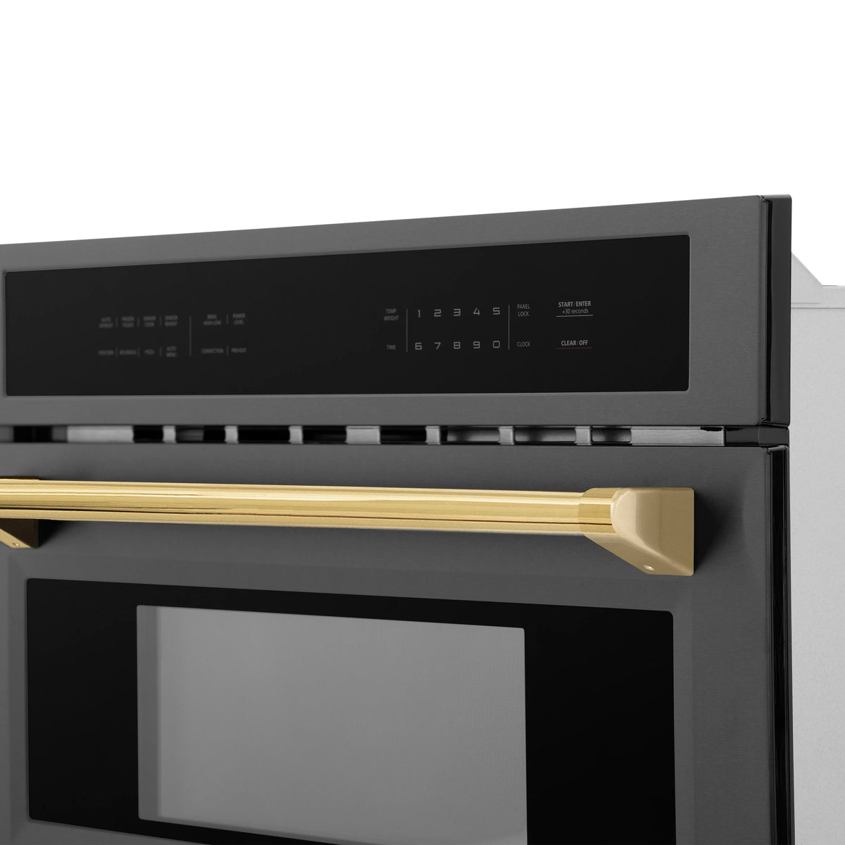 ZLINE - Autograph Edition 30” 1.6 cu ft. Built-in Convection Microwave Oven in Black Stainless Steel and Gold Accents