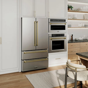 ZLINE - 30 in. Autograph Edition Professional True Convection Single Wall Oven with Air Fry and Self Clean in Stainless Steel with Champagne Bronze Handle