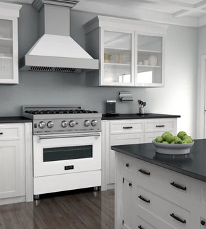 ZLINE - 30 in. 4.0 cu. ft. Legacy Dual Fuel Range with 4 Burner Gas Cooktop and Electric Convection Oven in Satin Stainless Steel and White Matte Door