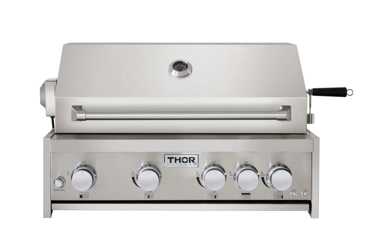 ThorKitchen - 32 Inch 4-Burner Gas BBQ Grill with Rotisserie in Stainless Steel