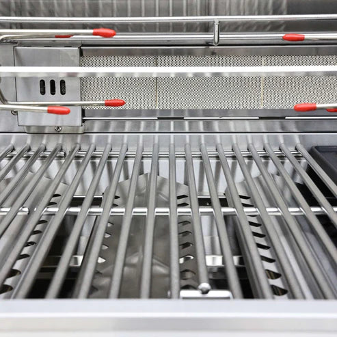 FORNO - Bulnes 40-Inch BBQ, 95,000 BTU, 5 Burners, Sear &amp; Rotisserie Infrared with Side Burner, Stainless Steel Outdoor Kitchen with 1.8 cu.ft. Beverage Center &amp; Black Granite Countertops