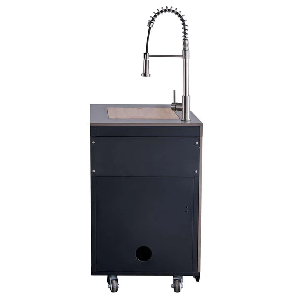 FORNO - Rimini Outdoor Kitchen 30&quot; BBQ 62,600 BTU, 3 Burners with Sear &amp; Rotisserie, 2.4 cu.ft. Beverage Center, Stainless Steel Sink, Black Cabinets &amp; Gray Sintered Stone Countertop