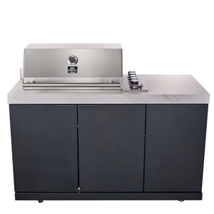 FORNO - Rimini Outdoor Kitchen: 30" BBQ 62,600 BTU, 4.8 cu.ft. Refrigerators, White Countertops