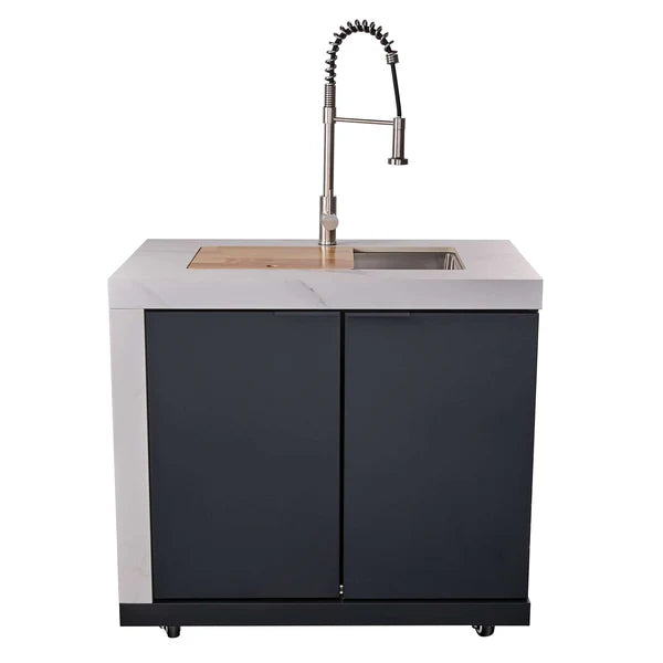 FORNO - Rimini Outdoor Kitchen: 30&quot; BBQ 62,600 BTU, 4.8 cu.ft. Refrigerators, White Countertops