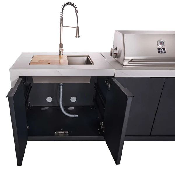 FORNO - Rimini Outdoor Kitchen: 30&quot; BBQ 62,600 BTU, 4.8 cu.ft. Refrigerators, White Countertops