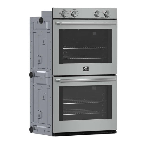 FORNO - Vomero 30-Inch Double Wall Oven, Stainless Steel, 10 cu.ft Total Capacity, 7100W Convection, Mechanical Controls, Self-Cleaning Function