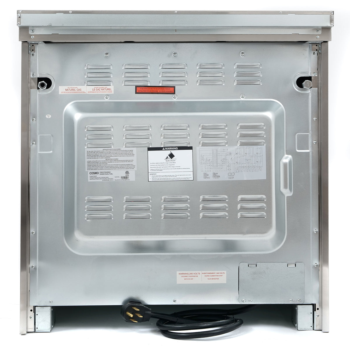 Cosmo Commercial-Style 36 in. 3.8 cu. ft. Single Oven Dual Fuel Range with 8 Function Convection Oven in Stainless Steel