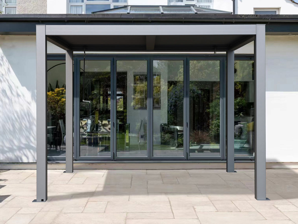 Gazebo Penguin - Vikos Pergola with aluminum frame &amp; galvanized steel louvers 10ft. x 10ft.